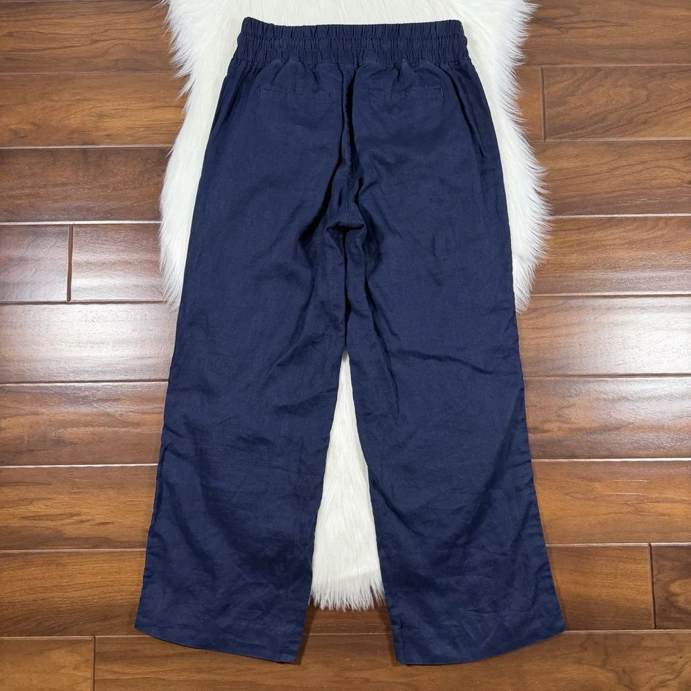 Quince Women's Size Small Navy Blue 100% European Linen Wide Leg Pants